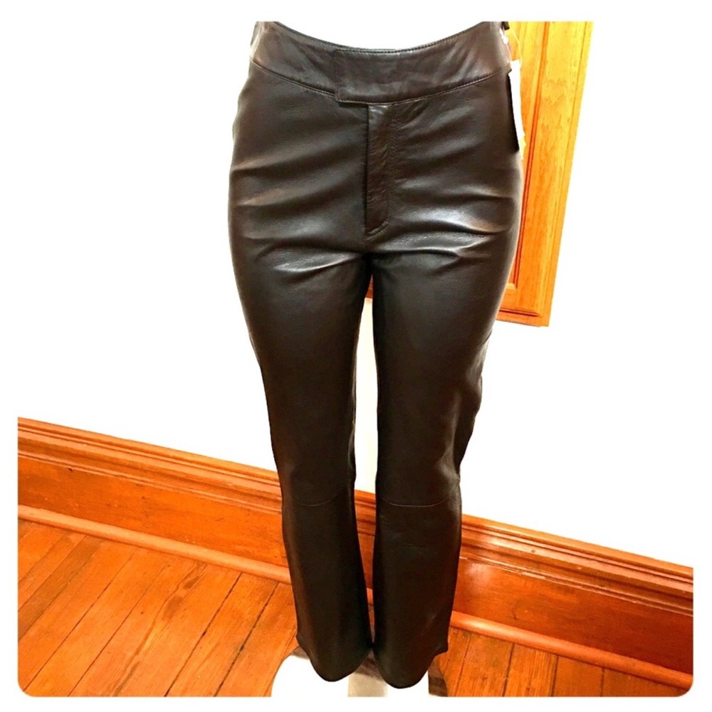 Rem Garson Cappuccino Brown Lambskin Leather Jeans